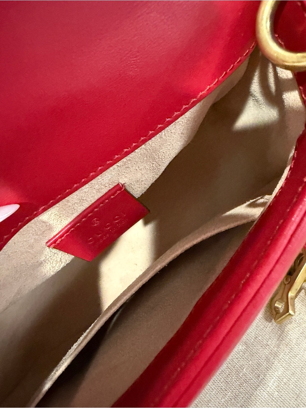 Gucci Red GG Marmont Quilted Top Handle Satchel with Gold Hardware - Picture 2 of 4